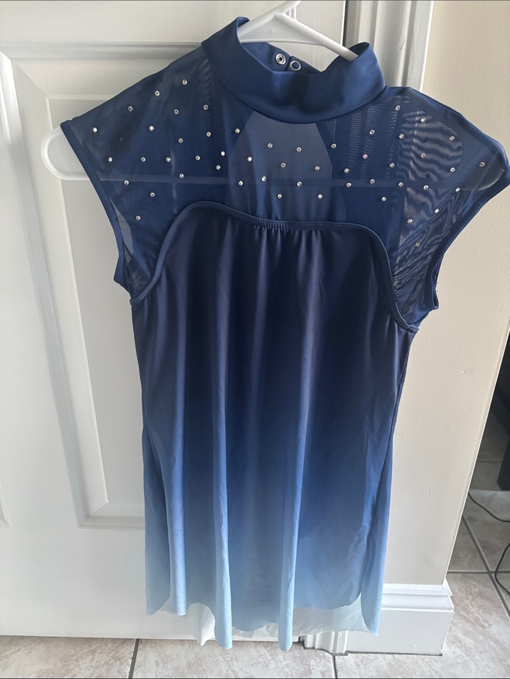 Weissman Navy Blue Ombre Dance Costume with Rhinestones